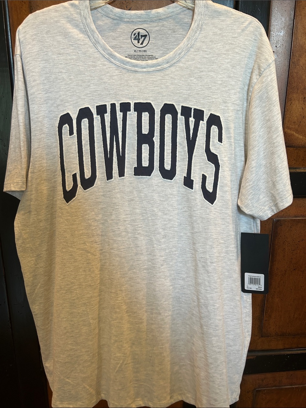 '47 Brand Cowboys Arch Logo Tee - Light Gray with Navy Letters